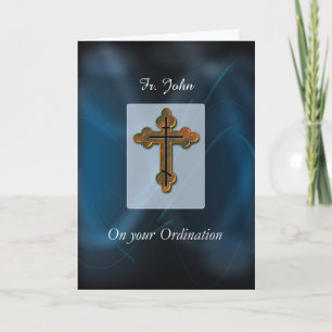 Carte Félicitations à l'Ordination de Croix Orthodoxe Or