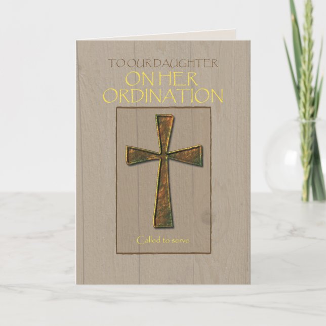 Carte Félicitations à l'Ordination de la fille, Croix du (Devant)