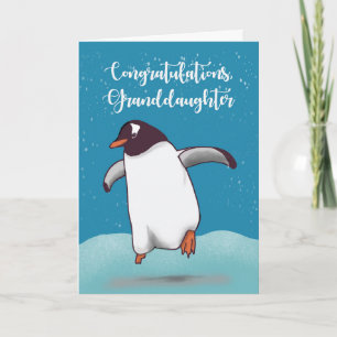 Carte Félicitations à ma petite-fille Penguin Jumping Jo
