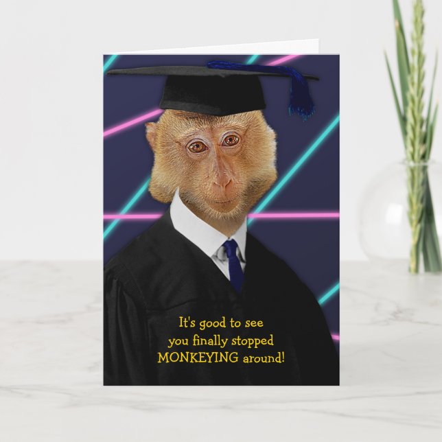 Carte Félicitations à Macaque, singe de la fin d'études (Devant)