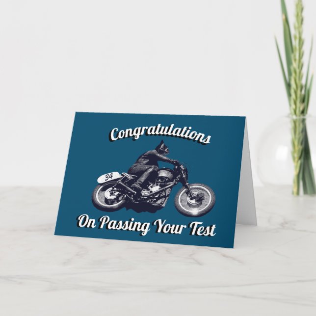 Carte Félicitations à Moto pour avoir passé votre test (Devant)