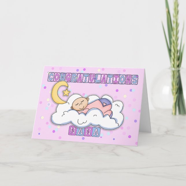 Carte Félicitations à Nana New Baby Girl (Devant)