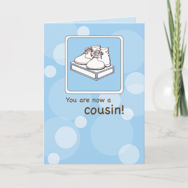 Carte Félicitations à New Cousin, Baby Shoes (Devant)