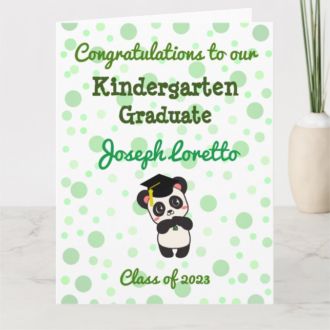 Carte Félicitations à Panda pour ses diplômes de materne (Devant)