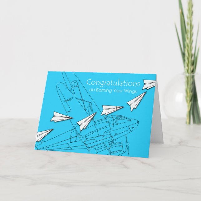 Carte Félicitations à Pilot, Gagnez vos ailes (Devant)