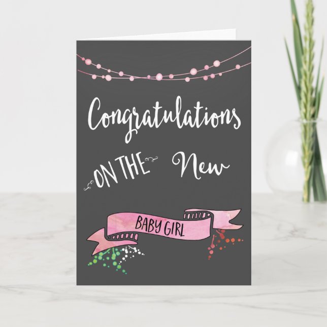 Carte Félicitations à Pretty Pink New Baby Girl (Devant)