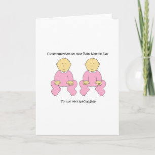 Carte Félicitations à Twin Baby Girls Naming Day.