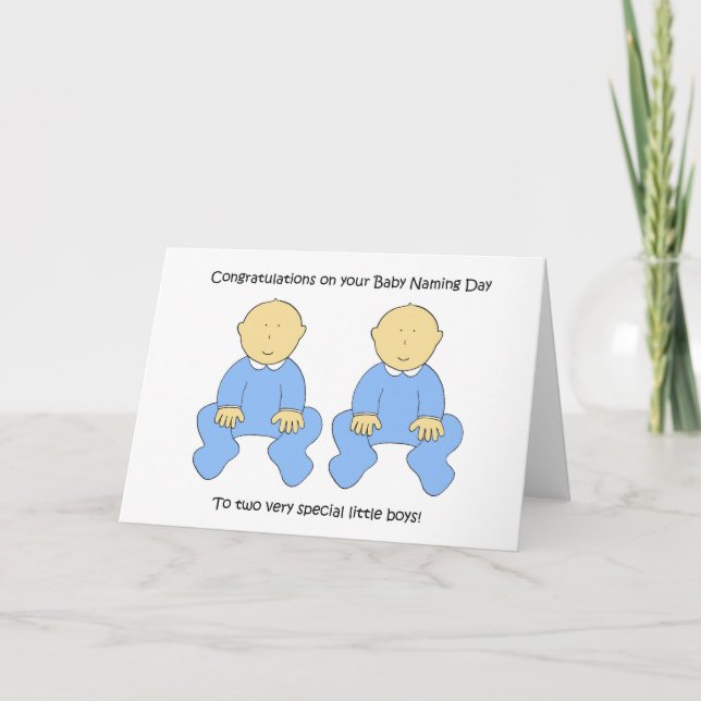 Carte Félicitations à Twin Boys Baby Naming Day. (Devant)