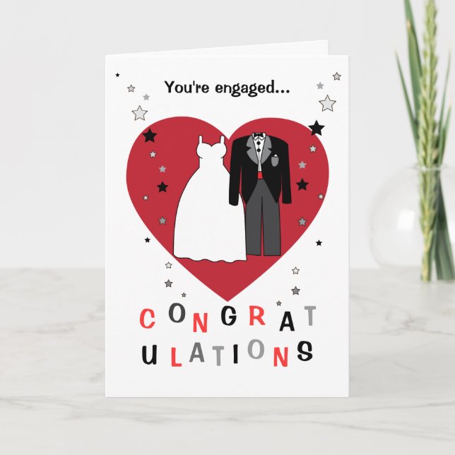 Carte Félicitations à votre mariée et mariée fiançailles (Devant)