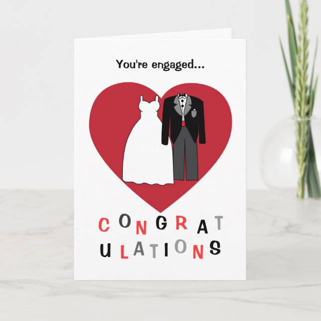 Carte Félicitations à votre mariée et mariée fiançailles (Devant)