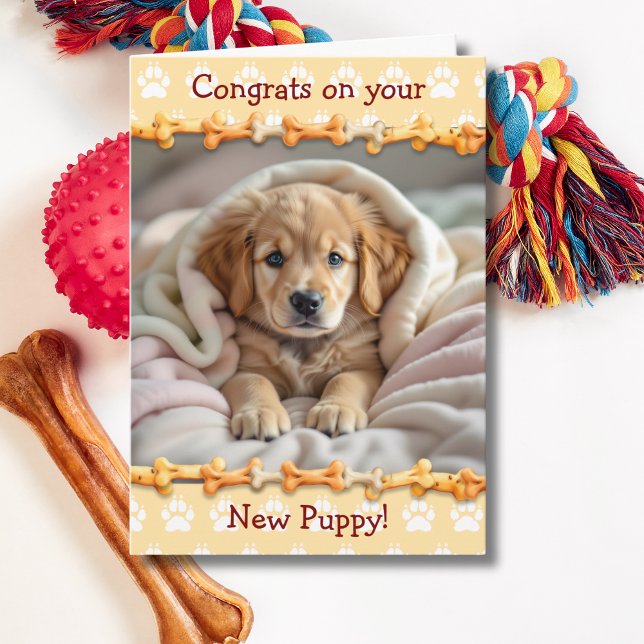 Carte Félicitations à votre nouveau chien coquelicot (Créateur téléchargé)