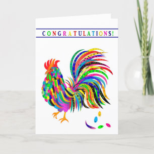 Carte Félicitations Abstrait Rooster coloré