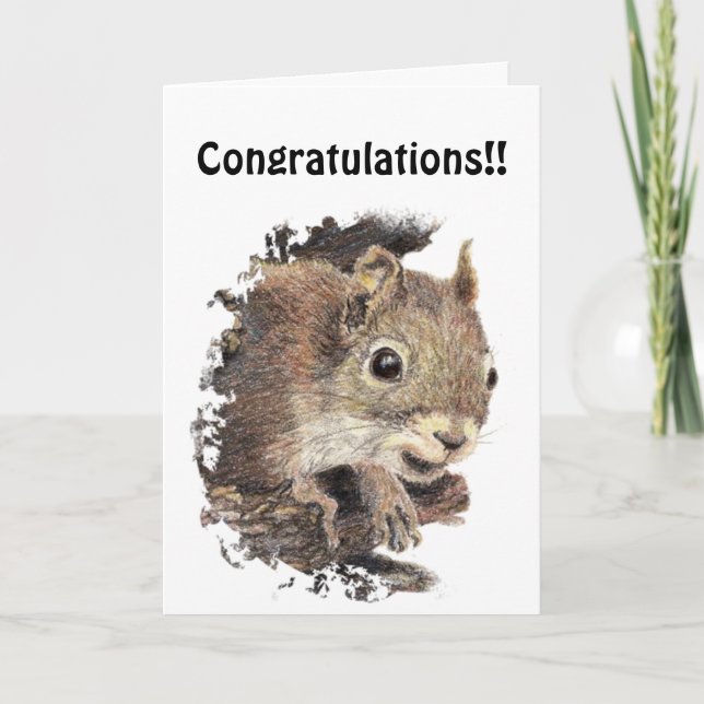 Carte Félicitations amusantes avec un animal d'écureuil  (Devant)
