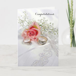 Carte Félicitations Anneaux Mariages Sur Coussin Satin