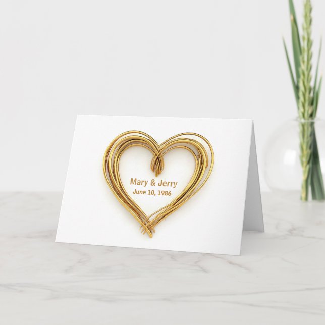Carte Félicitations Anniversaire Gold Wire Heart (Devant)