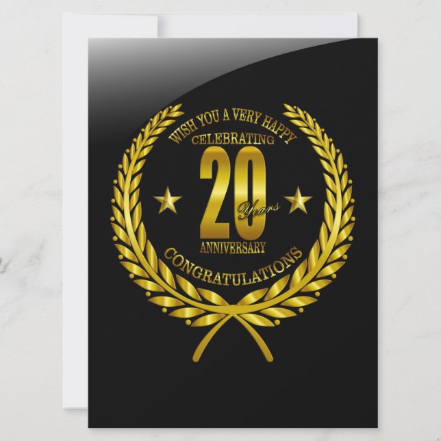 Carte Félicitations au 20e anniversaire (Devant)