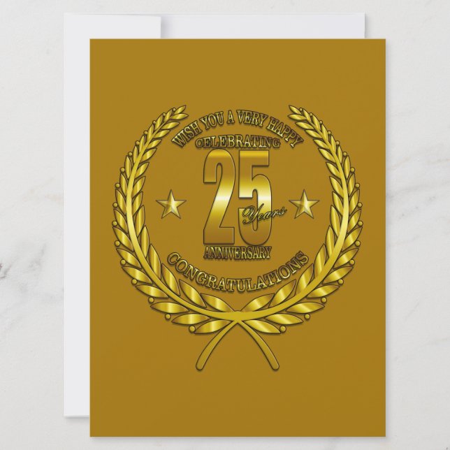 Carte Félicitations au 25e anniversaire (Devant)