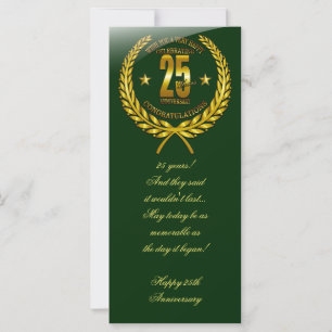 Carte Félicitations au 25e anniversaire