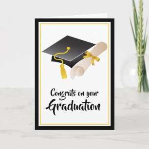 Carte Félicitations au Casquette diplômé et diplôme