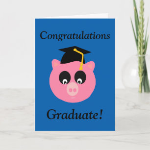 Carte Félicitations au diplômé, fiche de cochon,