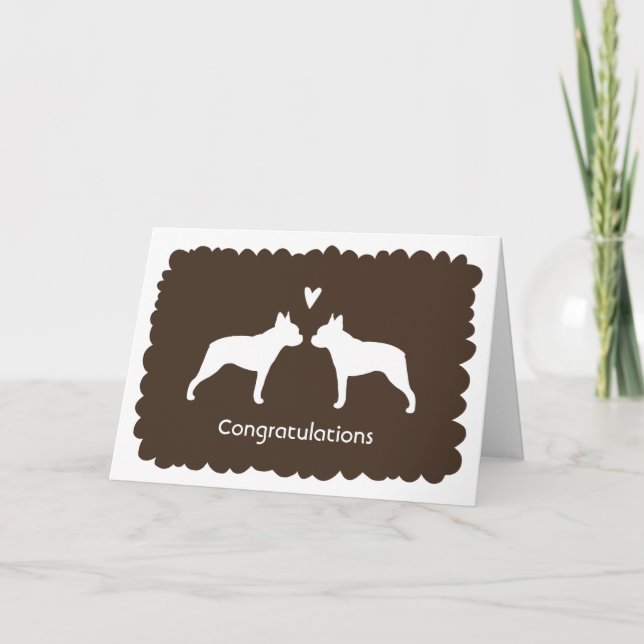 Carte Félicitations au Mariage de Boston Terriers (Devant)