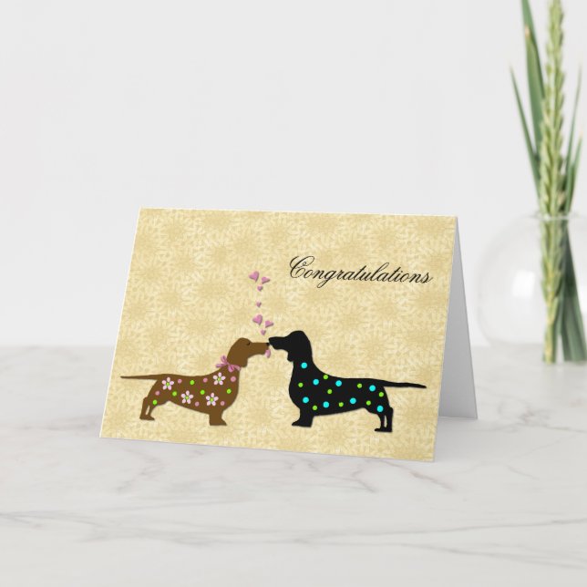 Carte Félicitations au Mariage de Dachshund (Devant)