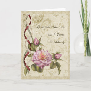 Carte Félicitations au mariage vintage