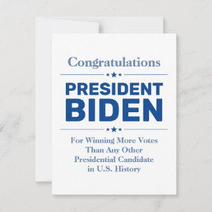 Carte Félicitations au Président Biden Candidat le plus 