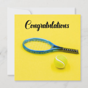 Carte Félicitations au tennis en jaune