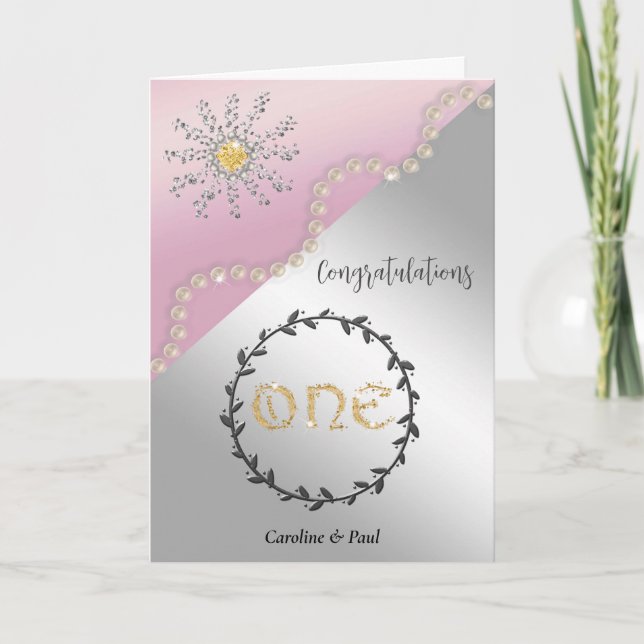 Carte Félicitations aux amis pour le 1er anniversaire de (Devant)
