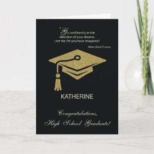 Carte Félicitations aux diplômés du secondaire Black Gol