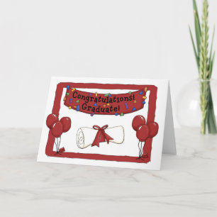 Carte Félicitations aux diplômés Rouge