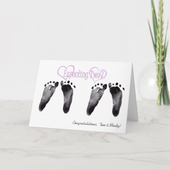 Carte Félicitations aux filles jumelles attendues (Devant)