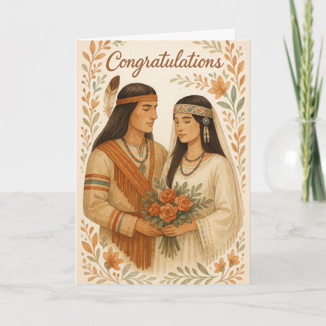 Carte Félicitations aux Mariages amérindiens (Devant)