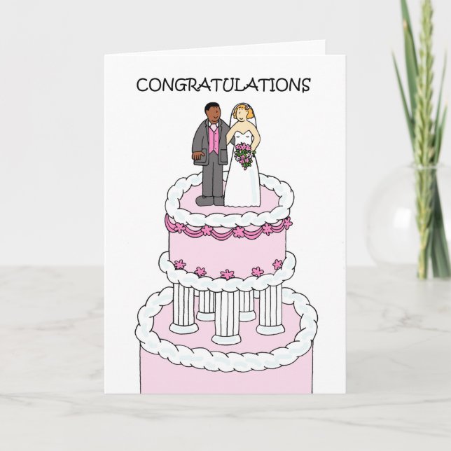 Carte Félicitations aux Mariages Multiracial Couple. (Devant)