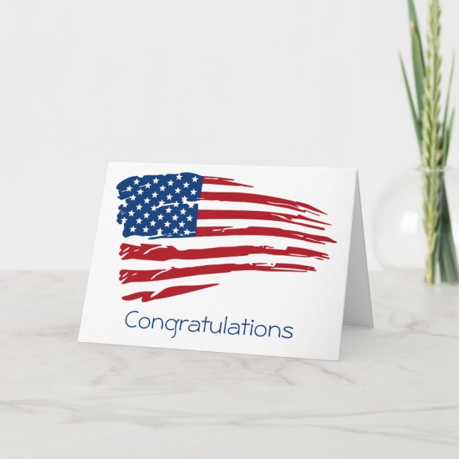 Carte Félicitations aux militaires patriotiques Drapeau  (Devant)