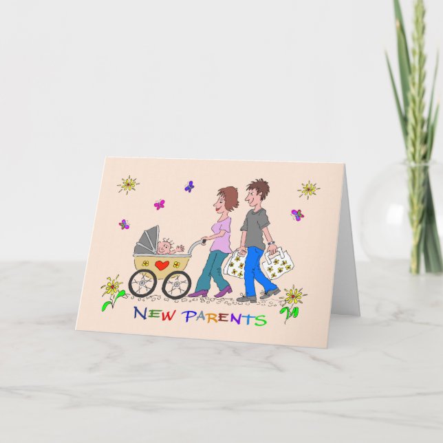 Carte Félicitations aux nouveaux parents Smiling Family  (Devant)