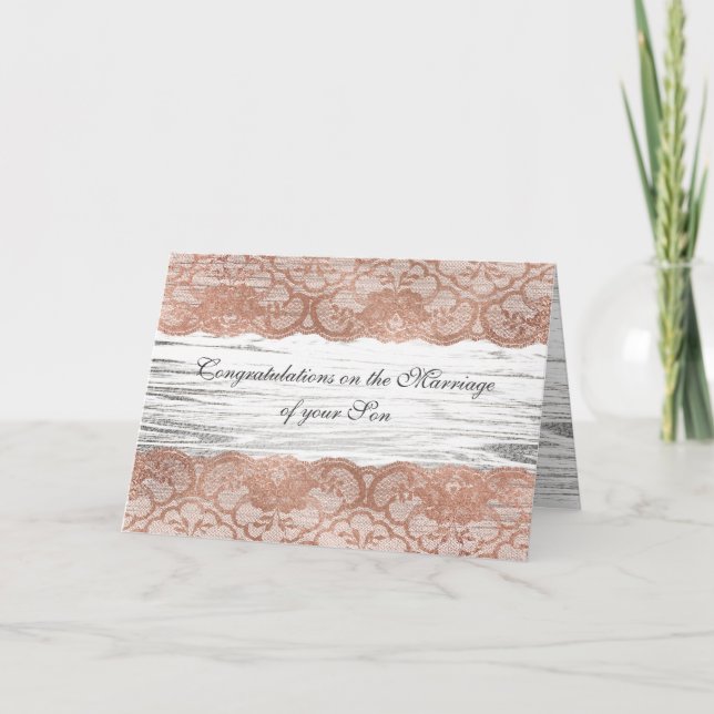Carte Félicitations aux parents de la mariée Rose Gold (Devant)