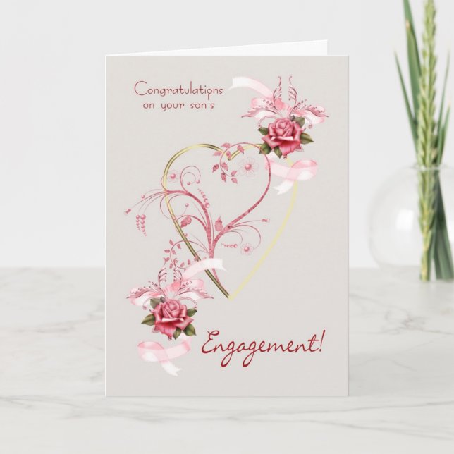 Carte Félicitations aux Roses fiançailles et (Devant)