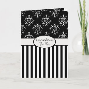 Carte Félicitations baroques à rayures noires et blanche