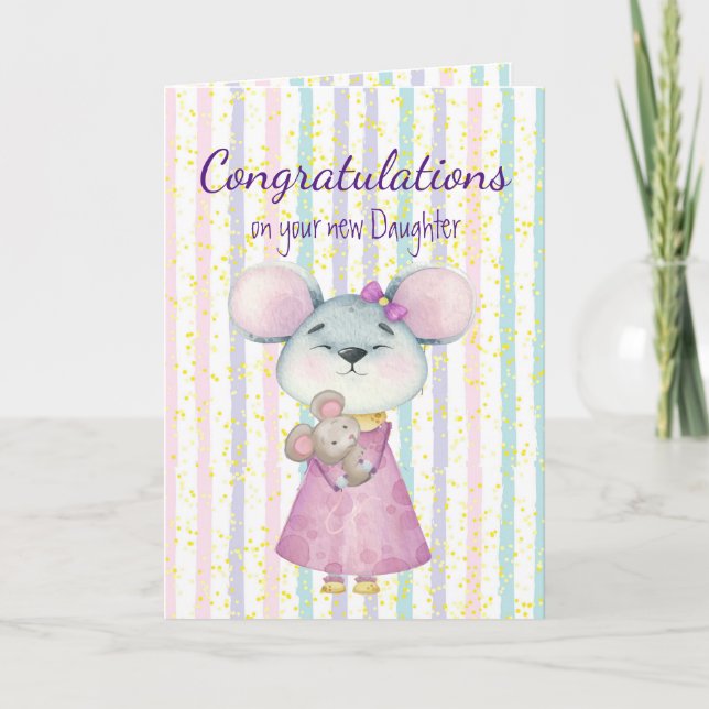 Carte Félicitations Bébé Amusant Mouris Souris Animal Fi (Devant)