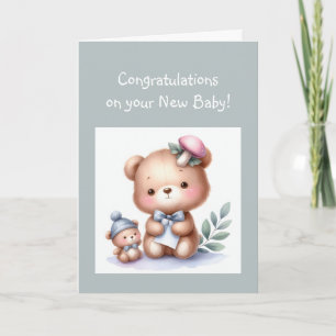 Carte Félicitations Bébé amusant ours en peluche