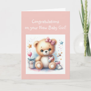 Carte Félicitations Bébé Fun Fun Teddy Bear