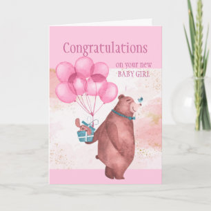 Carte Félicitations Bébé Fun FunTeddy Bear Balloons
