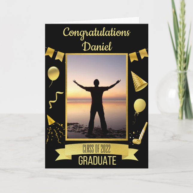 Carte Félicitations Black & Gold (Devant)