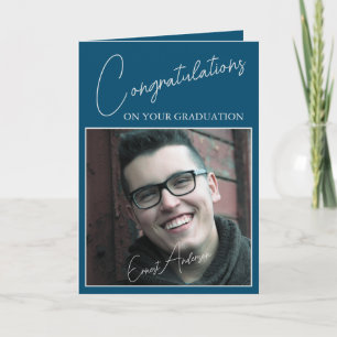 Carte Félicitations Blue Graduate Photo Graduate Graduat