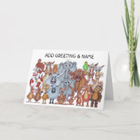 Félicitations Caricature Animals Card