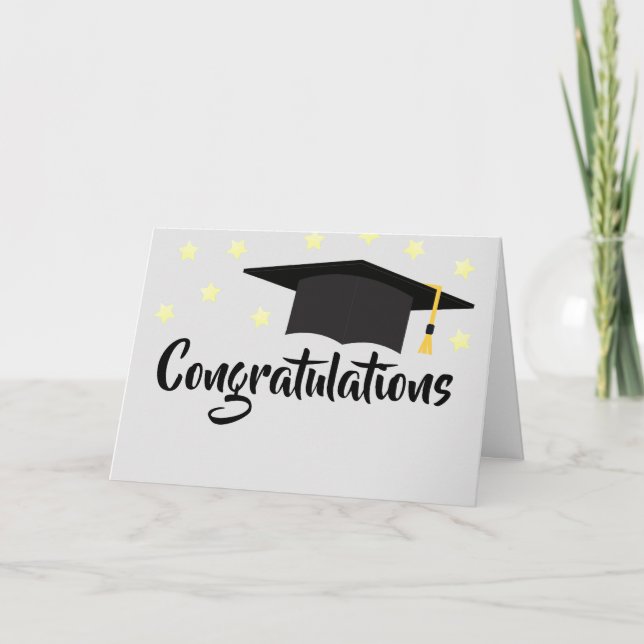 Carte Félicitations Casquette De Diplôme Entouré D'Étoil (Devant)