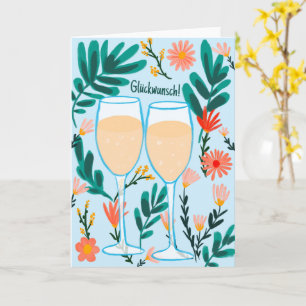 Carte Félicitations Champagne Fleurs Joyeux Mariage