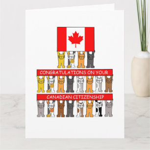 Carte Félicitations Citoyenneté canadienne Chats et drap